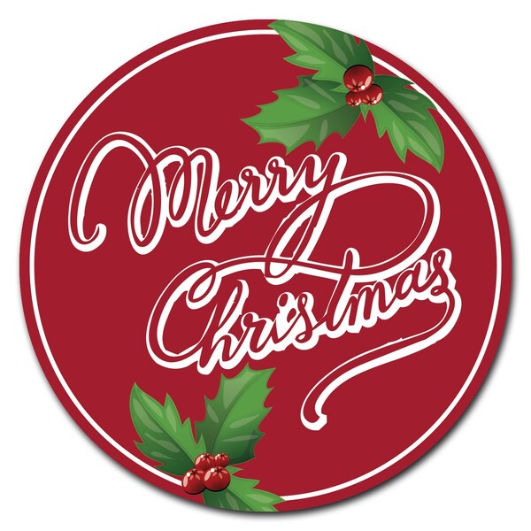 Signmission Corrugated Plastic Sign With Stakes 16in Circular-Merry Christmas 2 C-16-CIR-WS-Merry Christmas - main